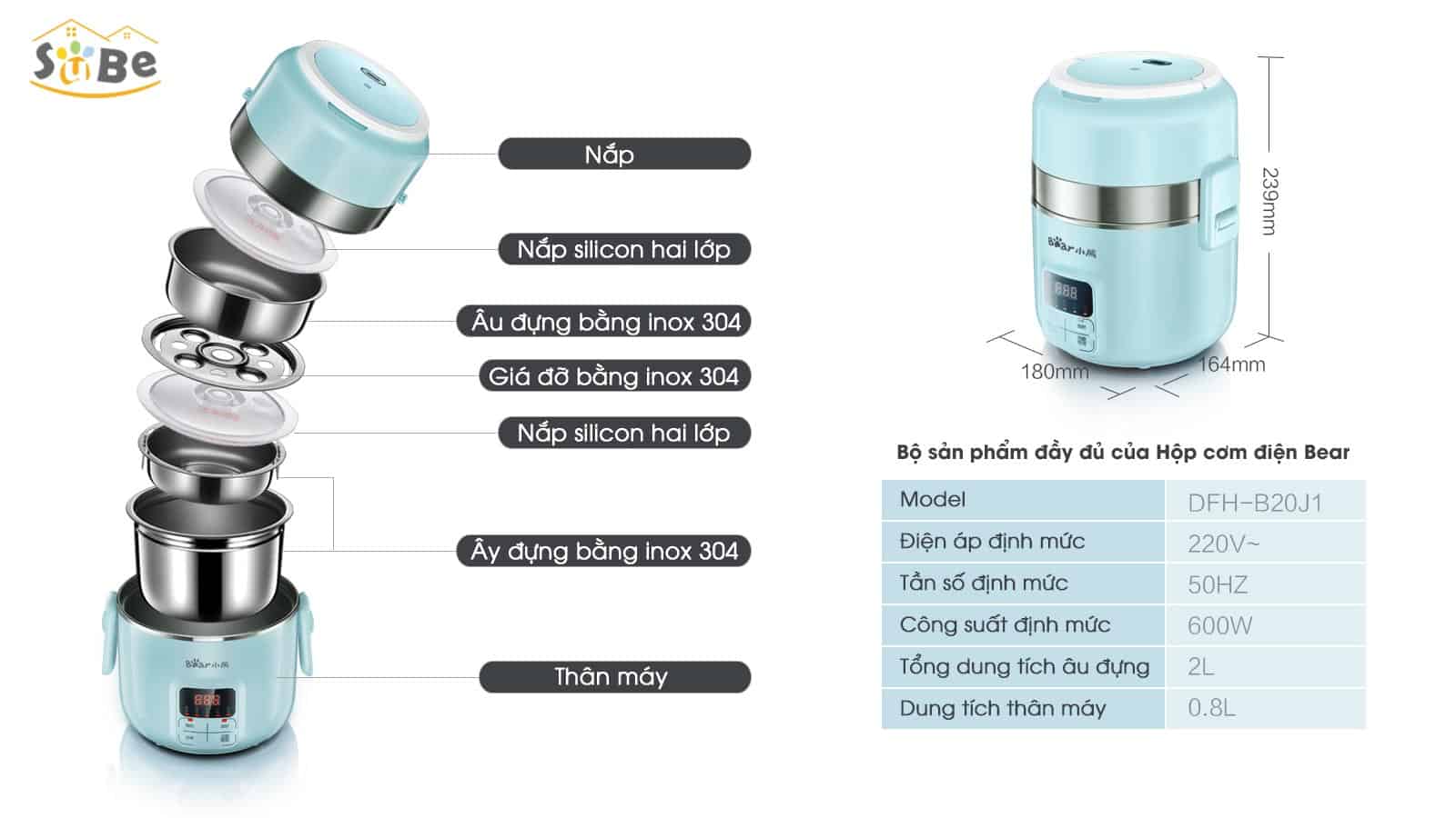 Hộp cơm điện Bear DFH – B20J1