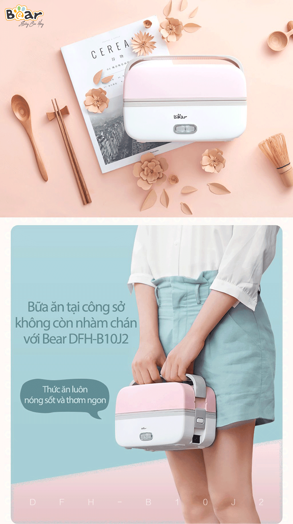 Hộp cơm điện tự nấu Bear DFH-B10J2