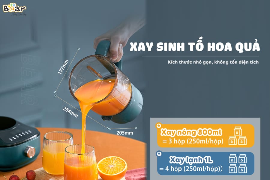 Máy xay nấu đa năng cách âm Bear PBJ-B06W1