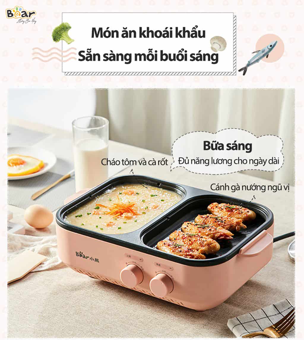 Nồi lẩu nướng 2 ngăn mini Bear DKL-C12D1