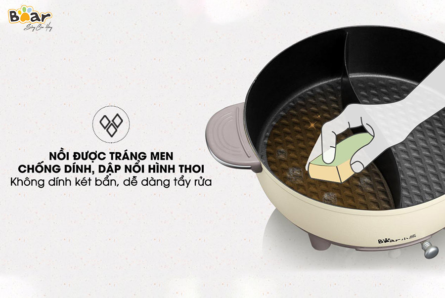 Nồi lẩu uyên ương 6L Bear DHG-B60R6