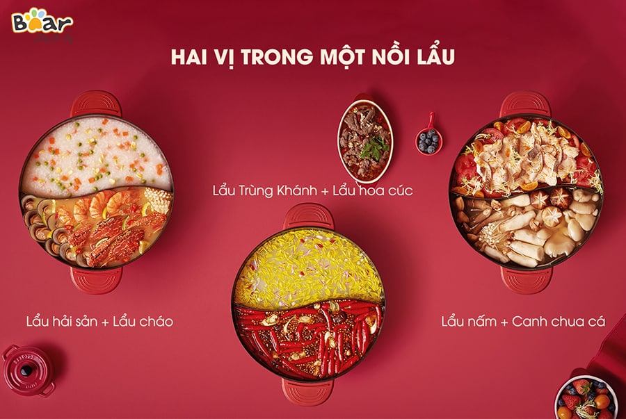 Nồi lẩu uyên ương Bear SUBE006