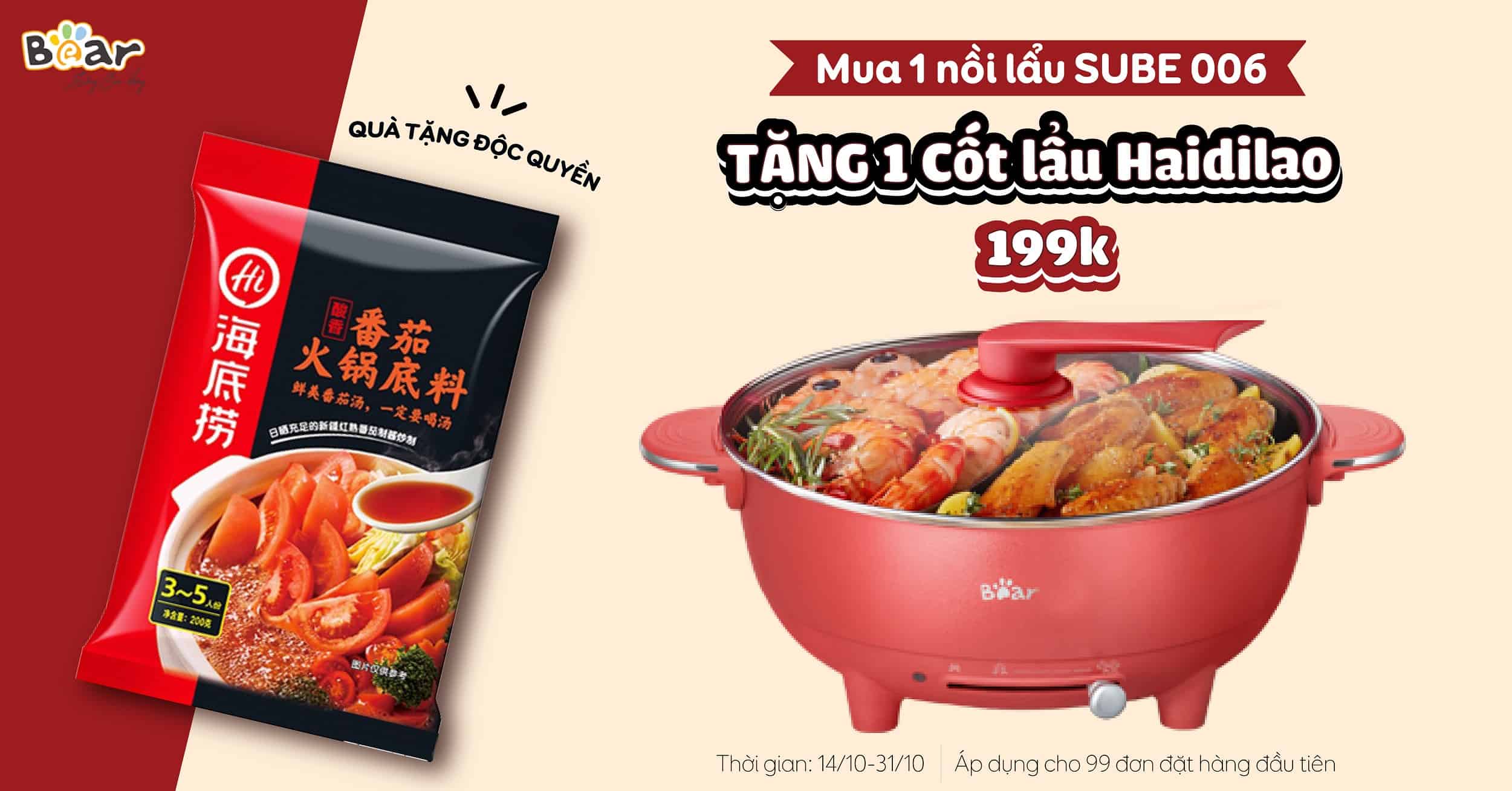 Nồi lẩu uyên ương Bear SUBE006