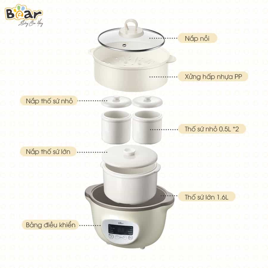 Nồi nấu chậm Bear 1.6L SUBE002