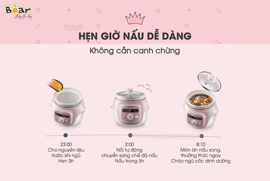 Nồi nấu chậm Bear 1l DDG-D10B1S