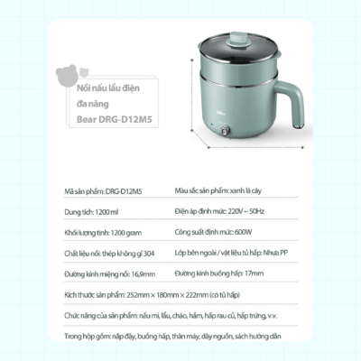 Nồi đa năng mini Bear DRG-D12M5