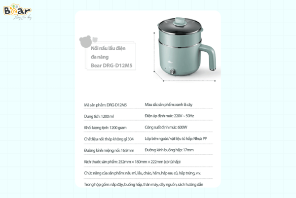Nồi đa năng mini Bear DRG-D12M5