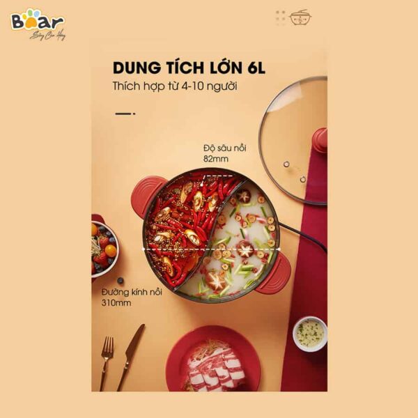 Nồi lẩu uyên ương Bear SUBE006
