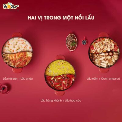 Nồi lẩu uyên ương Bear SUBE006