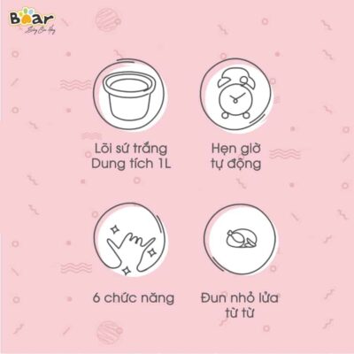 Nồi nấu chậm Bear 1l DDG-D10B1S