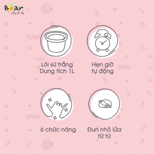 Nồi nấu chậm Bear 1l DDG-D10B1S